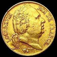 1818-W France Gold 20 Francs 0.1867oz NEARLY UNCIRCULATED
