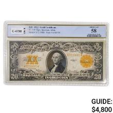 FR. 1187 1922 $20 GOLD CERTIFICATE PCGS BANKNOTE CHOICE ABOUT UNCIRCULATED-58