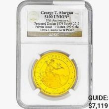 1876  1oz $100 Gold Union NGC