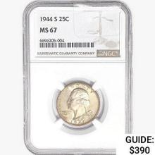 1944-S Washington Silver Quarter NGC MS67