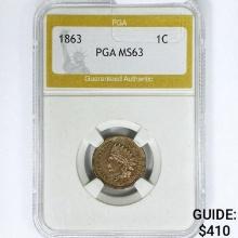 1863 Indian Head Cent PGA MS63