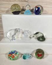 9 Art Glass Paperweights