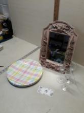 Mirror, Wine Glasses, Plates