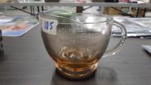 carnival glass, large measuring cup goes up to 4 cups