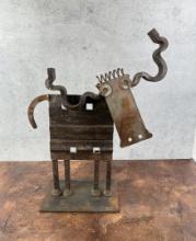 Bill Heise Welded Iron Steer Sculpture
