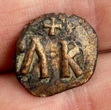 Ancient Bronze Byzantine Empire Follis Coin