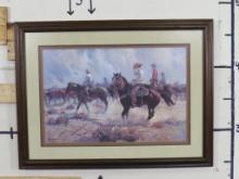 Limited Framed Art by Texas Artist Robert Summers titled "Against the Wind" WESTERN ART