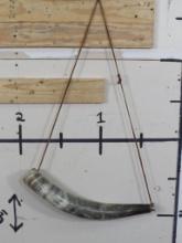 Big "War horn" or Bugle made from Steer Horn w/Metal Mouth Piece & Leather Strap TAXIDERMY