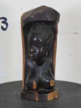 Beautiful Hand Carved Iron Wood/Lead Wood Statue of a Woman Bust AFRICAN ART