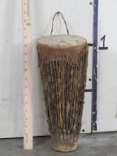 Antique African Djembe Drum Constructed from Wood, Animal Hide, and Rawhide AFRICAN ARTIFACTS