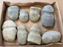 7 Grooved Axes + Hammerstone, Found in Moorestown, New Jersey, Longest is 7"