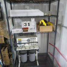 Rack w/Contents:  Copper Tubing, Plastiic Tubing, Water Filter & Injection System