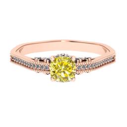 1.01 Ctw Gia certified Natural Fancy Yellow And White Diamond 14K Rose Gold Engagement Ring