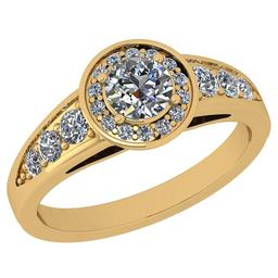 Certified 0.81 Ctw I2/I3 Diamond 10K Yellow Gold Halo Ring