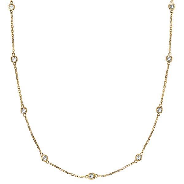 Station Bezel-Set Necklace in 14k Yellow Gold 0.75 ctw