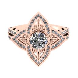 1.37 Ctw SI2/I1 Diamond 14K Rose Gold Vintage style Wedding Ring