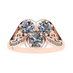 1.56 Ctw SI2/I1 Diamond 14K Rose Gold Vintage style Wedding Ring