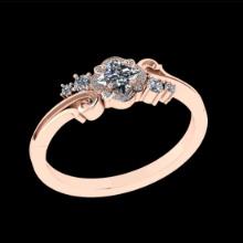 0.66 Ctw SI2/I1 Diamond 18K Rose Gold Engagement Ring