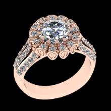 2.77 Ctw SI2/I1 Diamond 18K Rose Gold Engagement Halo Ring