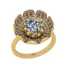 1.60 Ctw GIA Certificate Diamond Set 14K Yellow Gold Engagement Ring