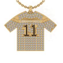 0.83 Ctw SI2/I1 Diamond 14K Yellow Gold football theme pendant necklace