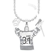 3.46 Ctw Treated Fancy Black Diamond 14K White Gold Hockey theme Pendant Necklace