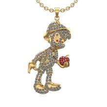 4.96 Ctw SI2/I1 Ruby and Diamond Style 14K Rose Gold Hip Hop theme Pendant Necklace