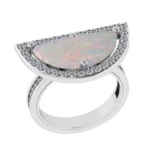 3.78 Ctw SI2/I1 Opal and Diamond 14K White Gold Engagement Ring