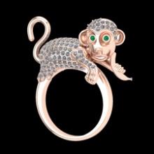 1.60 Ctw SI2/I1 Diamond 18K Rose Gold Monkey Ring