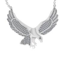 1.37 Ctw SI2/I1 Diamond 14K White Gold Eagle pendant necklace