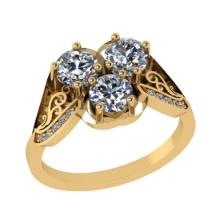 1.56  Ctw SI2/I1 Diamond 14K Yellow Gold Vintage style Wedding Ring