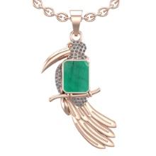 2.73 Ctw SI2/I1 Emerald and Diamond 14K Rose Gold Necklace