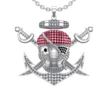 4.14 Ctw SI2/I1 Ruby and Diamond Prong Set 14K White Gold Hip Hop theme Pendant Necklace