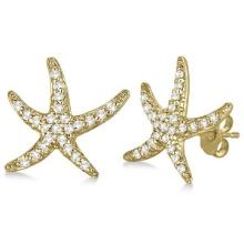 Diamond Starfish Earrings 14k Yellow Gold 0.50ctw