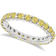 Fancy Yellow Canary Diamond Eternity Ring Band 14k White Gold 2.00ctw