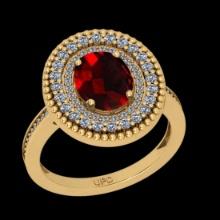 4.17 Ctw VS/SI1 Spessartite Garnet and Diamond 14K Yellow Gold Engagement Ring