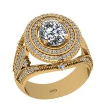 3.20 Ctw SI2/I1 Diamond 14K Yellow Gold Engagement Halo Ring