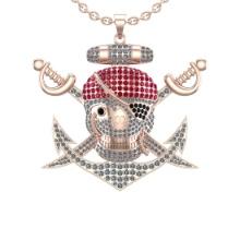 4.14 Ctw SI2/I1 Ruby and Diamond Prong Set 14K Rose Gold Hip Hop theme Pendant Necklace