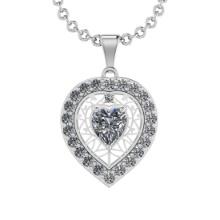 0.42 Ctw Diamond 14K White Gold Style Valentine Day theme Pendant Necklace