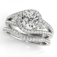 CERTIFIED 18KT WHITE GOLD 1.38 CTW J-K/VS-SI1 DIAMOND BRIDAL SET