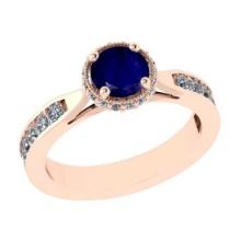 1.73 Ctw SI2/I1 Blue Sapphire and Diamond 14K Rose Gold Engagement Halo Ring