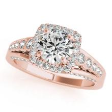 CERTIFIED 18K ROSE GOLD 1.02 CTW J-K/VS-SI1 DIAMOND HALO ENGAGEMENT RING