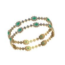 13.80 Ctw SI2/I1 Emerald And Diamond 14K Yellow Gold Bangle