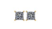 Certified 1.5 CTW Princess Diamond Stud Earrings D/SI1