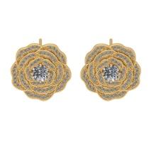 1.70 Ctw SI2/I1 Diamond 14K Yellow Gold Stud Earrings