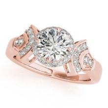 CERTIFIED 18K ROSE GOLD .94 CTW J-K/VS-SI1 DIAMOND HALO ENGAGEMENT RING