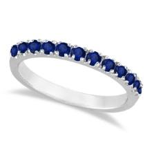 Blue Sapphire Stackable Ring/ Anniversary Band in 14k White Gold