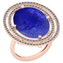 18.92 Ctw SI2/I1 Tanzanite And Diamond 14K Rose Gold Vintage Style Ring