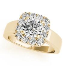 CERTIFIED 18K YELLOW GOLD 1.08 CTW J-K/VS-SI1 DIAMOND HALO ENGAGEMENT RING