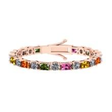 9.00 Ctw VS/SI1 Multi Stone Sapphire And Diamond 14K Rose Gold Bracelet